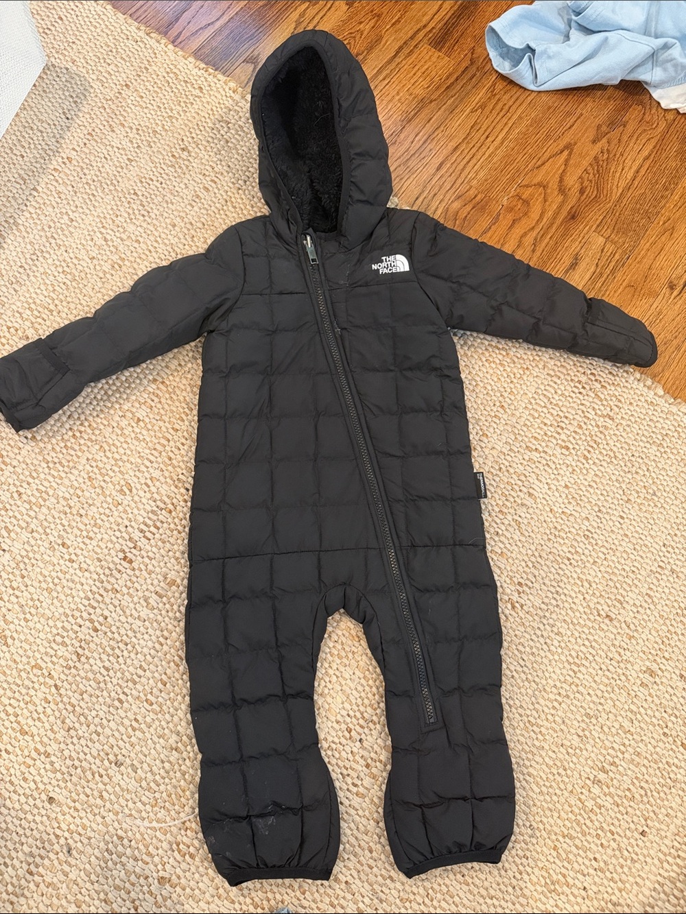 The North Face Black Quilted Hooded One-Piece Snowsuit